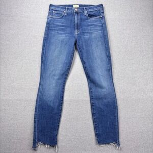 MOTHER The Stunner Zip Two Step Fray Jeans Girl Crush Medium Wash Womens Size 30